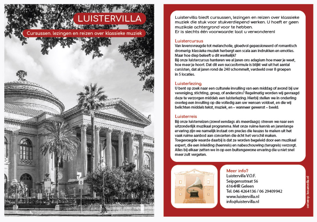 Visitekaartje & flyerontwerp voor Luistervilla